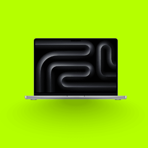 Silver Laptop with Abstract Dark Screen Wallpaper thumbnail